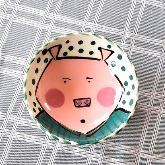 Alli Cat Signed Pig Bowl - Picture 1 of 4